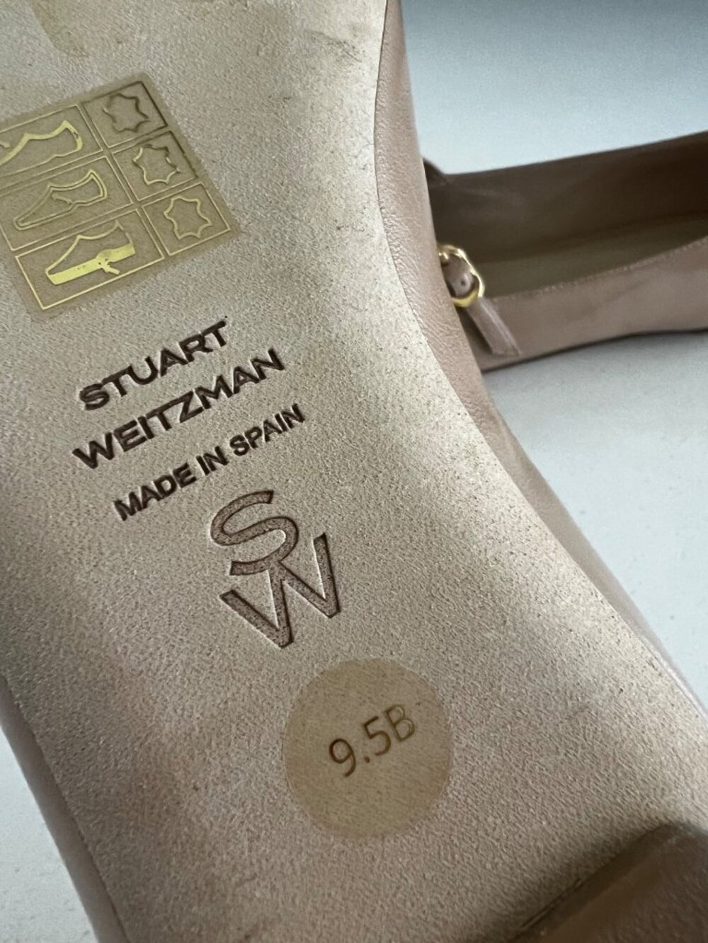 STUART WEITZMAN Emilia beige Leather Mary Jane Ballet Flats SIZE 9.5 - Picture 7 of 7